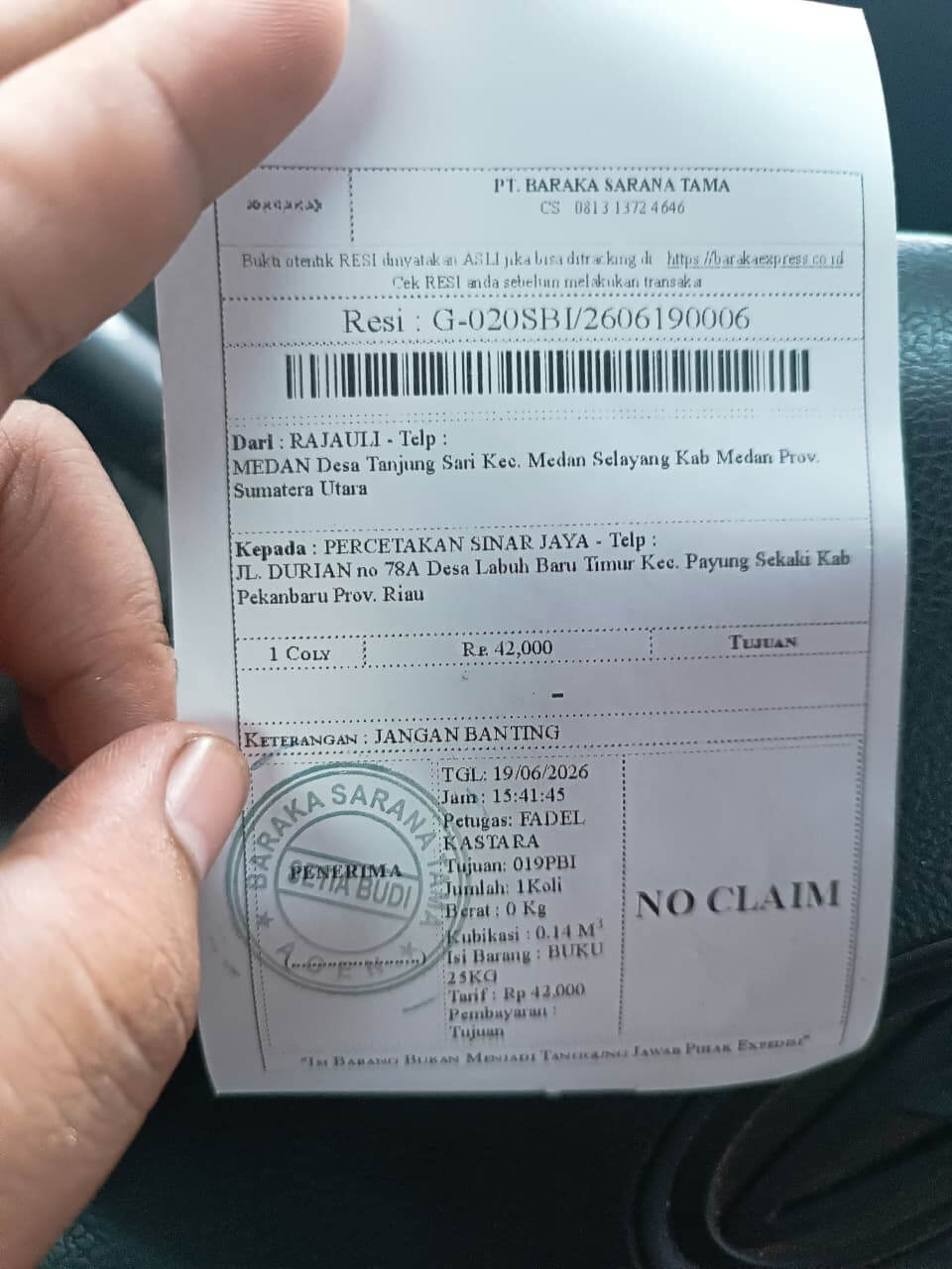 Bukti resi JNE JNT Kargo